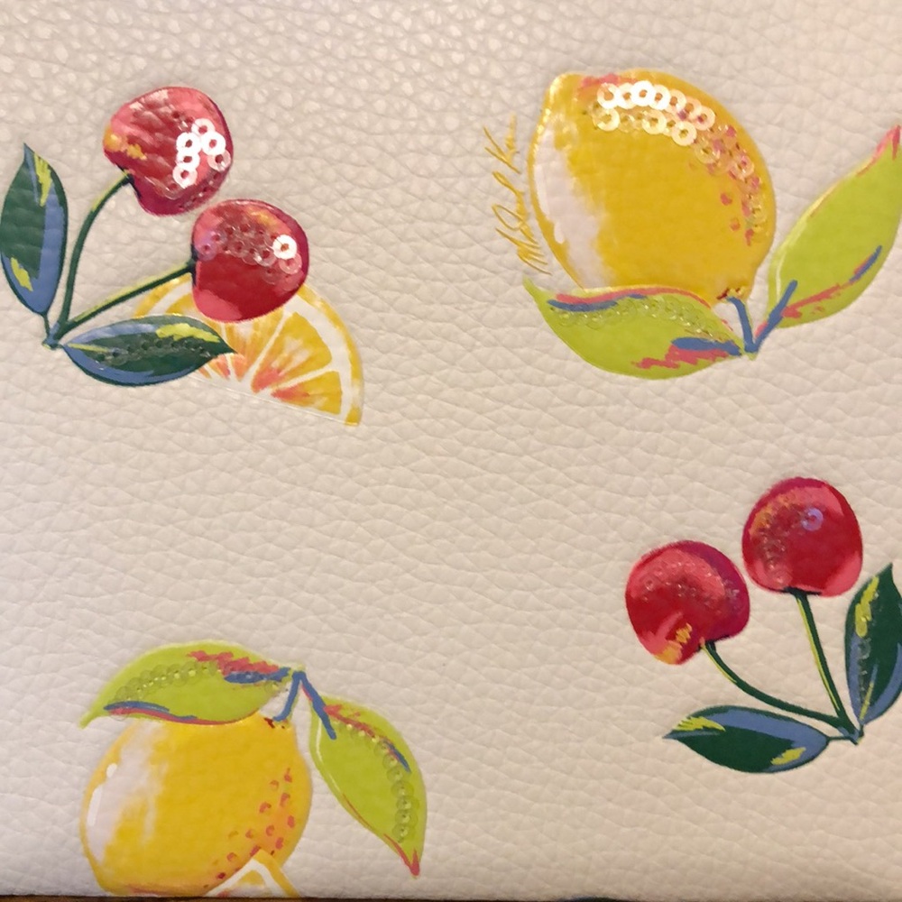 NWT-Michael Kors-Jet Set Travel-Lg Sequined Fruit🍒Print🍋Wristlet-OpticWhite-$298 - Picture 6 of 14